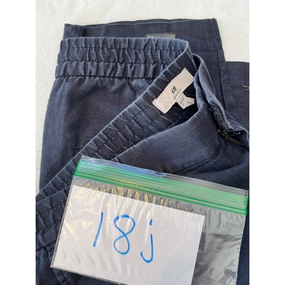 H&M Regular Fit Mens Cropped Pants 34/32 Linen & Polyester Blend Elastic Waistba - Picture 10 of 10